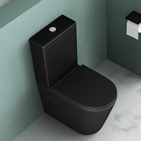 glasvilla Stand-WC aus Keramik spülrandloses-WC 36x63x82cm bodenstehende-Toilette inkl. Spülkasten Stand108T