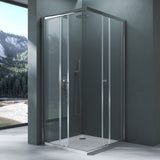 glasvilla Duschkabine mit Doppel-Schiebetür Duschtür Eckeinstieg Echtglas Lotuseffekt 6mm ESG-Sicherheitsglas Ravenna16K