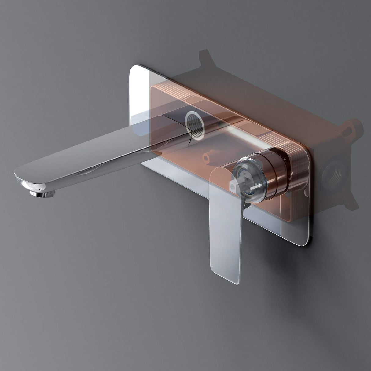 glasvilla Armatur Wandarmatur edel verchromt Waschbeckenarmatur inkl. Einbaukörper