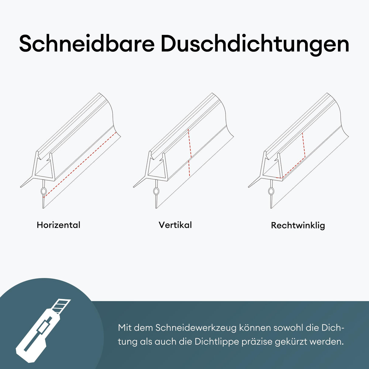 glasvilla Duschdichtung PVC | Duschtürdichtung für 6 - 8mm Glasstärke | Ersatzdichtung für Duschtüren & Duschkabinen