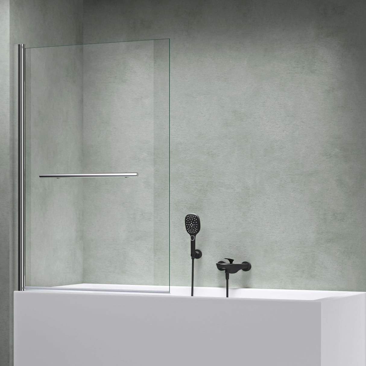 glasvilla Duschwand für Badewanne Badewannenwand faltbar 180° Sicherheitsglas mit NANO 90x140cm Badewannentrennwand Badewannenaufsatz Cortona1121