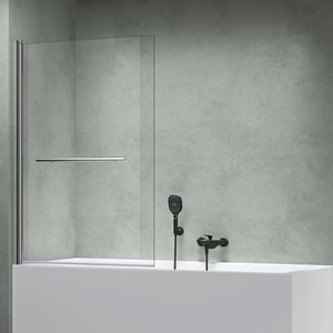 glasvilla Mampara de ducha para bañera Pared de bañera plegable 180° Vidrio de seguridad con NANO 90x140cm Tabique de bañera Accesorio para bañera Cortona1121