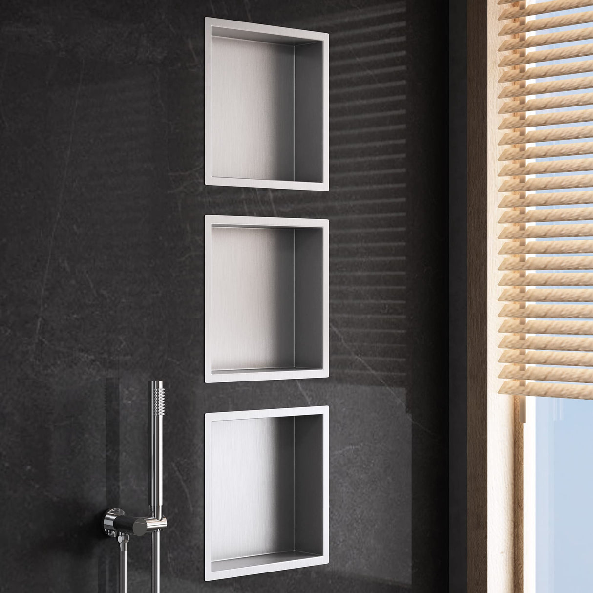 glasvilla Duschnische Bad  Wandnische befliesbar aus Edelstahl Duschregal einfache Montage