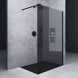 glasvilla Duschwand für Dusche Duschabtrennung Walk-In ESG-Sicherheitsglas 10mm NANO Glas BRAM1&BRAM3 Bremen2 Schwarz