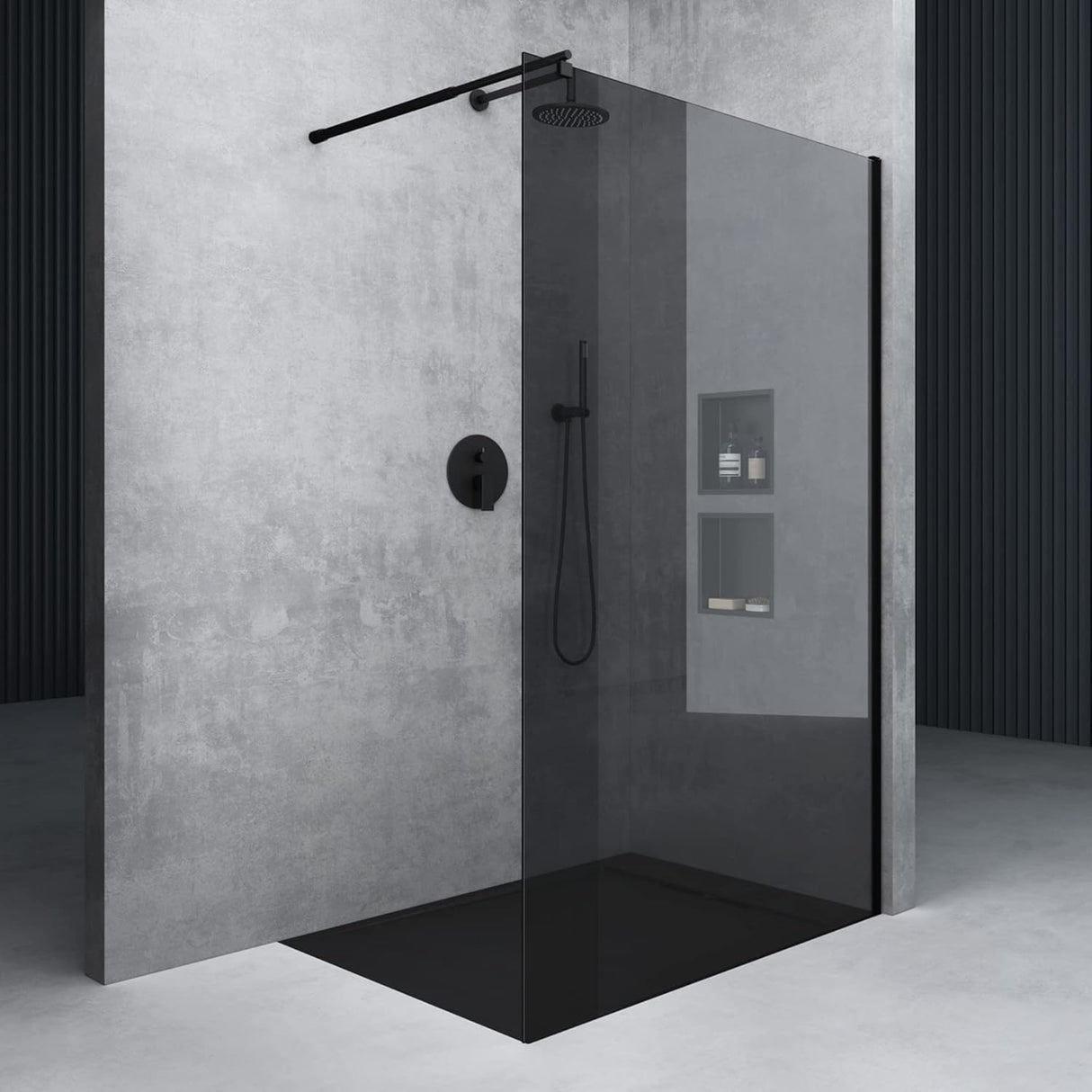 glasvilla Duschwand für Dusche Duschabtrennung Walk-In ESG-Sicherheitsglas 8mm NANO Glas BRAM1&BRAM3 Bremen1 Schwarz
