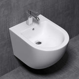 glasvilla Hänge-Bidet Weiß 48,5x36x36cm aus Keramik 1-Hahnloch schmutzabweisende Oberfläche Düren179