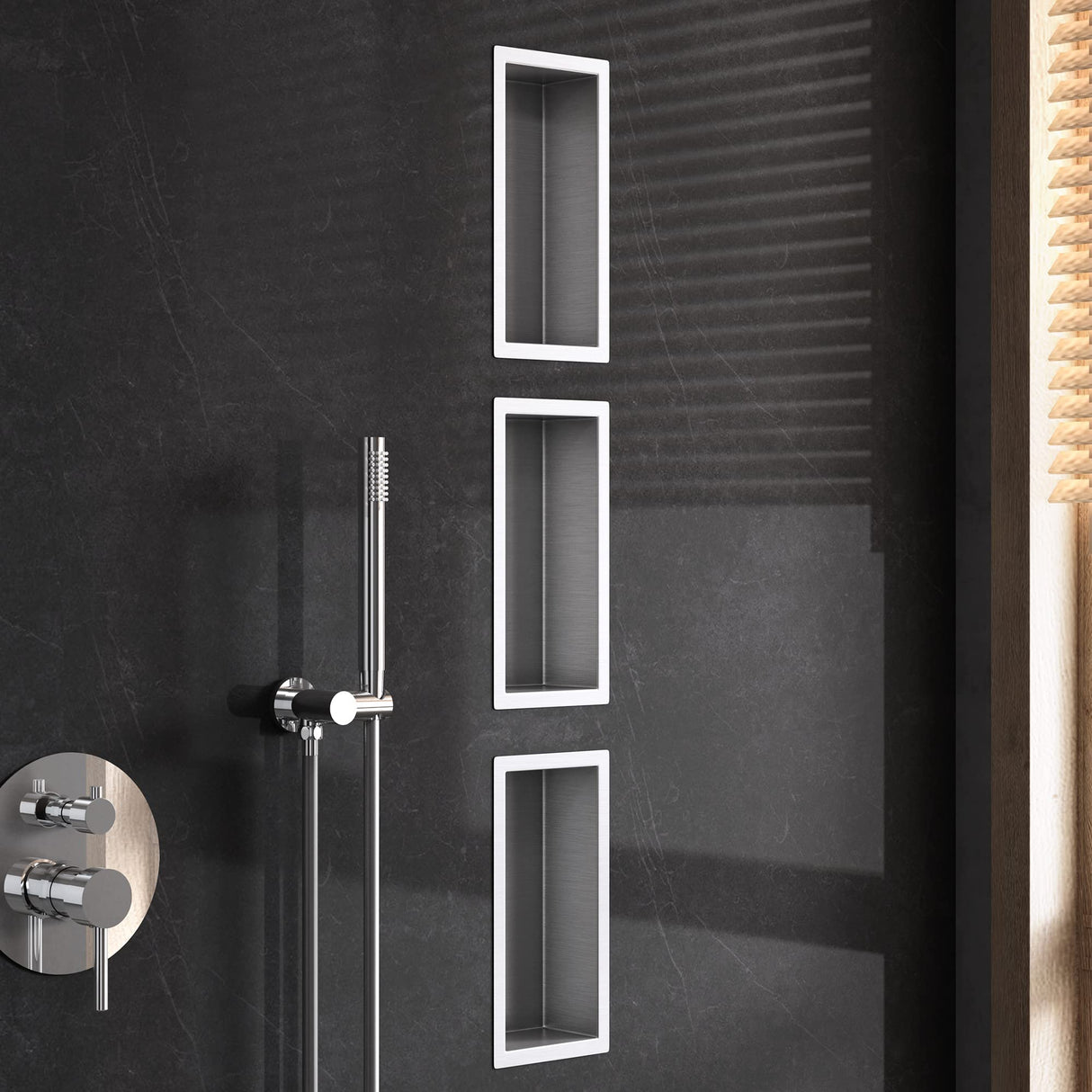 glasvilla Duschnische Bad  Wandnische befliesbar aus Edelstahl Duschregal einfache Montage