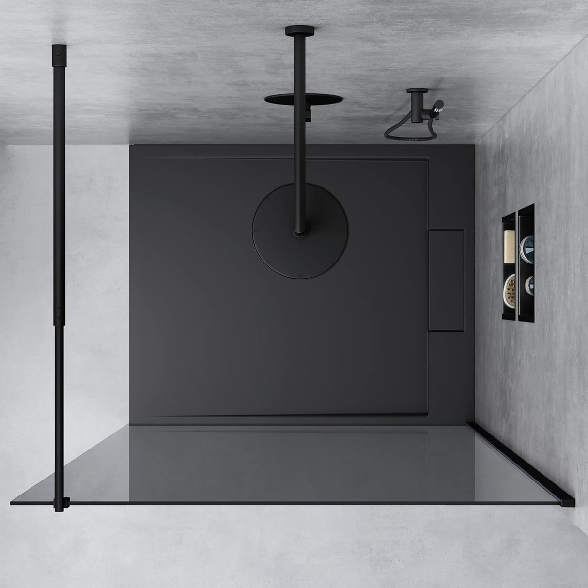 glasvilla Duschwand für Dusche Duschabtrennung Walk-In ESG-Sicherheitsglas 8mm NANO Glas BRAM1&BRAM3 Bremen1 Schwarz