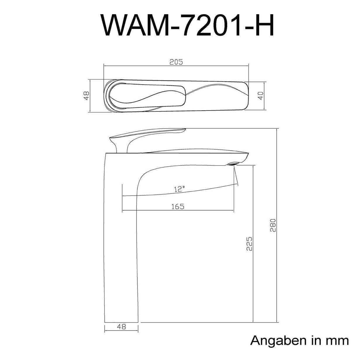 glasvilla Armatur Wasserhahn Bad Waschbeckenarmatur Badinstallationen Einhebelmischer WAM-7201
