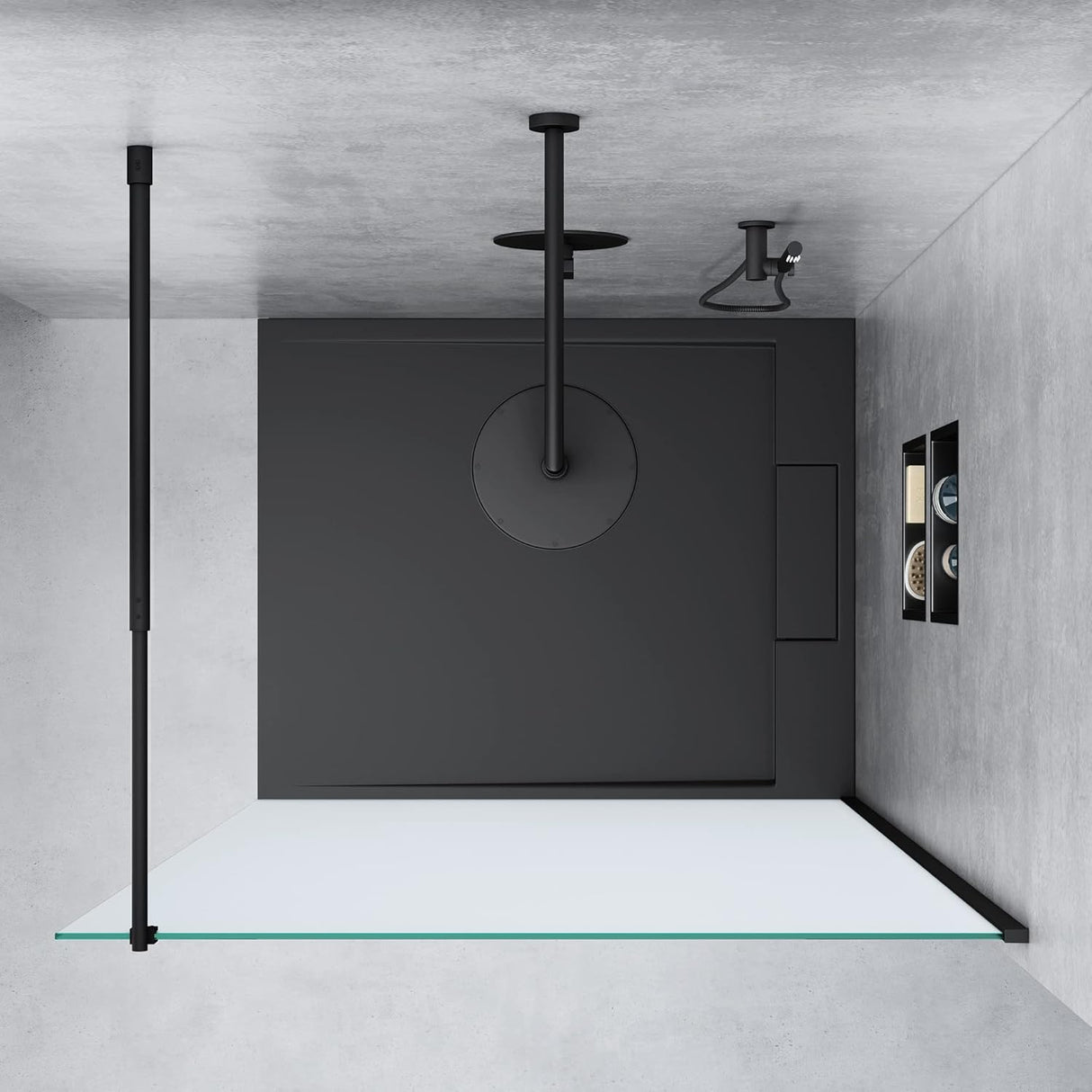 glasvilla Duschwand für Dusche Duschabtrennung Walk-In ESG-Sicherheitsglas 10mm NANO Glas BRAM1&BRAM3 Bremen2 Schwarz