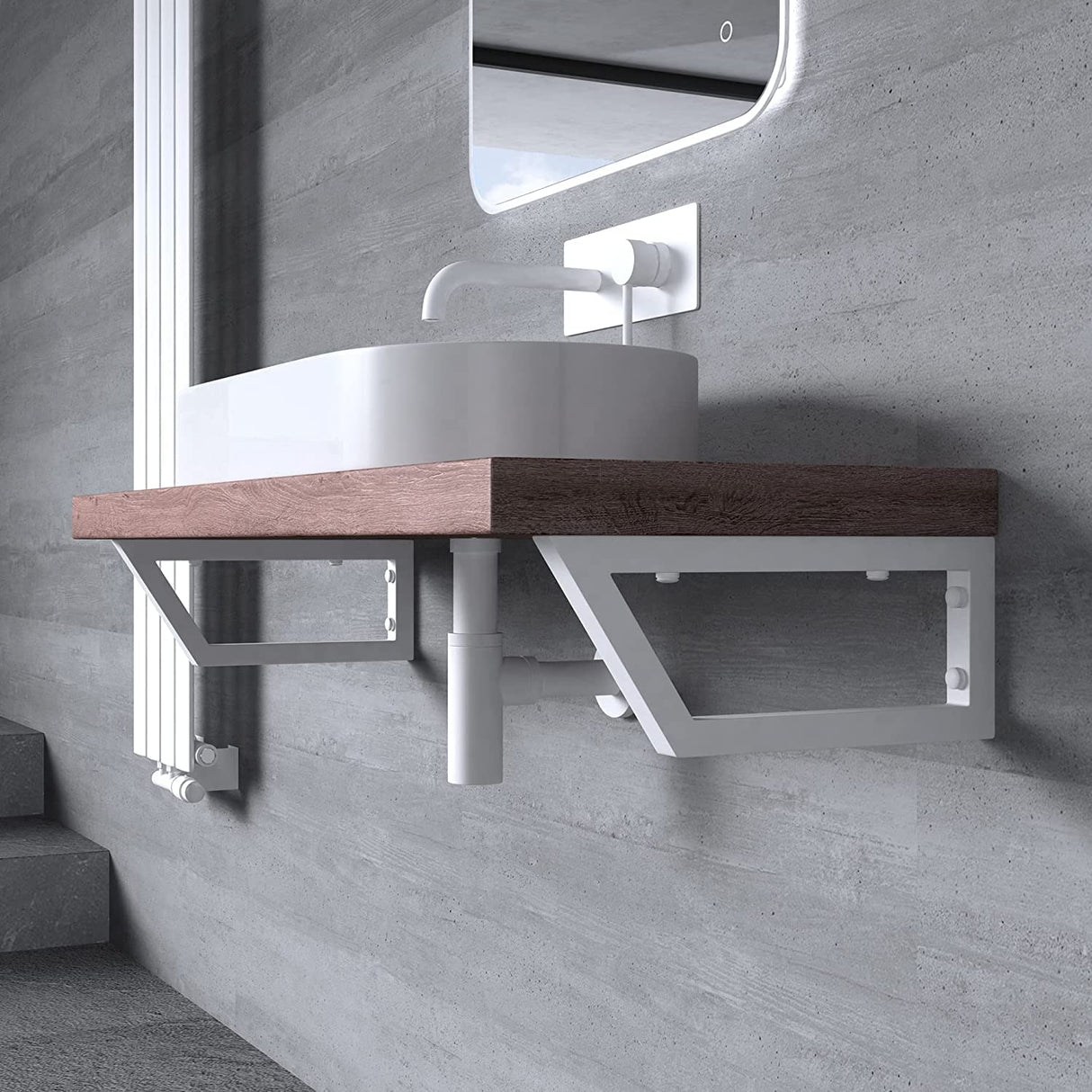 glasvilla Design Wandkonsole aus Edelstahl Waschtisch Halterung Regalträger Regalhalter WH04