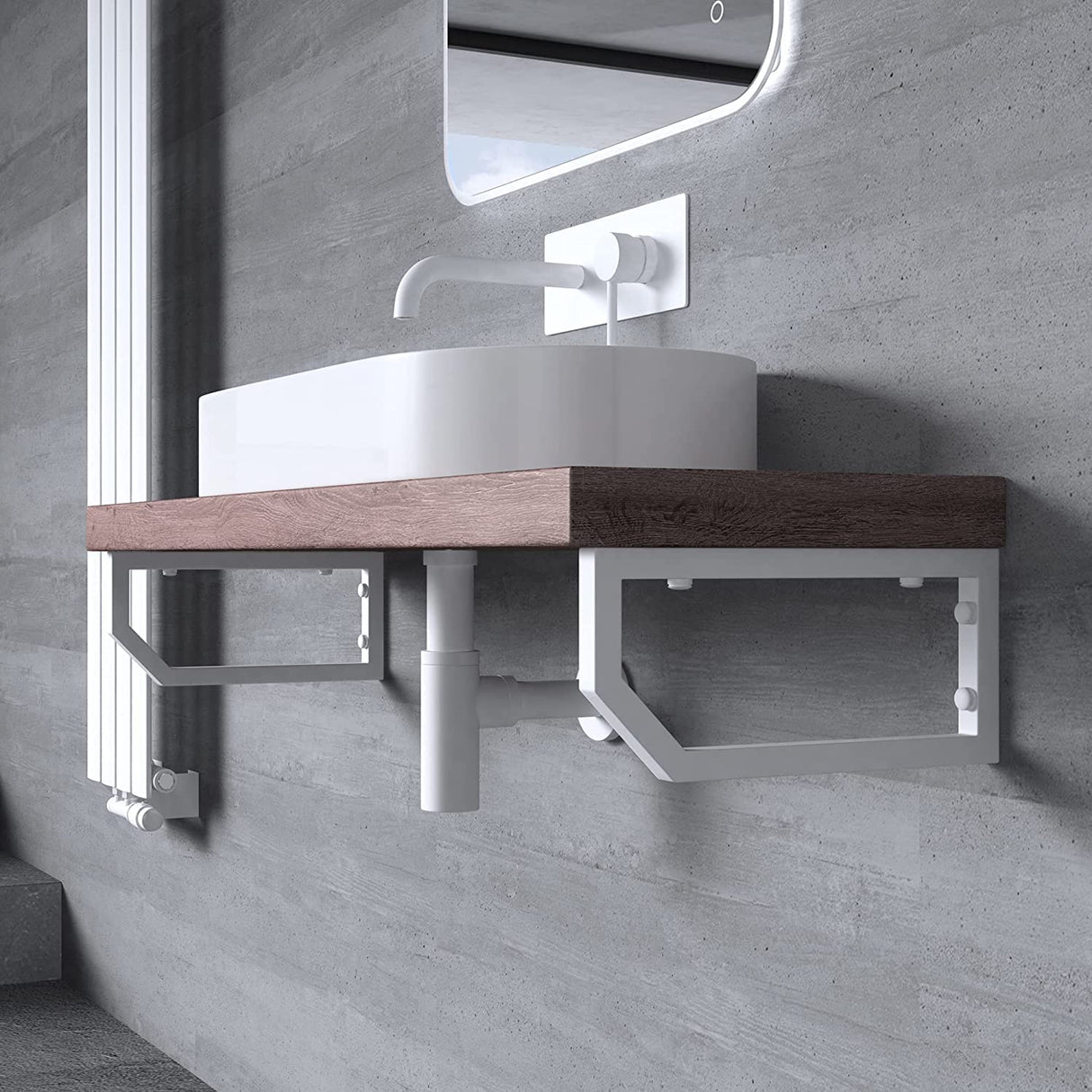 glasvilla Design Wandkonsole aus Edelstahl Waschtisch Halterung WH03