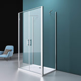 glasvilla Duschabtrennung Duschkabine Aluminiumrahmen ESG-Sicherheitsglas Klarglas Doppeltüre Ravenna50K