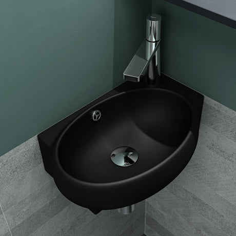 glasvilla Waschbecken Gäste WC Aufsatzwaschbecken Hängewaschbecken aus Keramik mit NANO, BTH: 42x28x15cm, Brüssel001