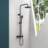 Sistema de Ducha Glasvilla Negro Mate con Termostato y Ducha de Lluvia Ø20 cm