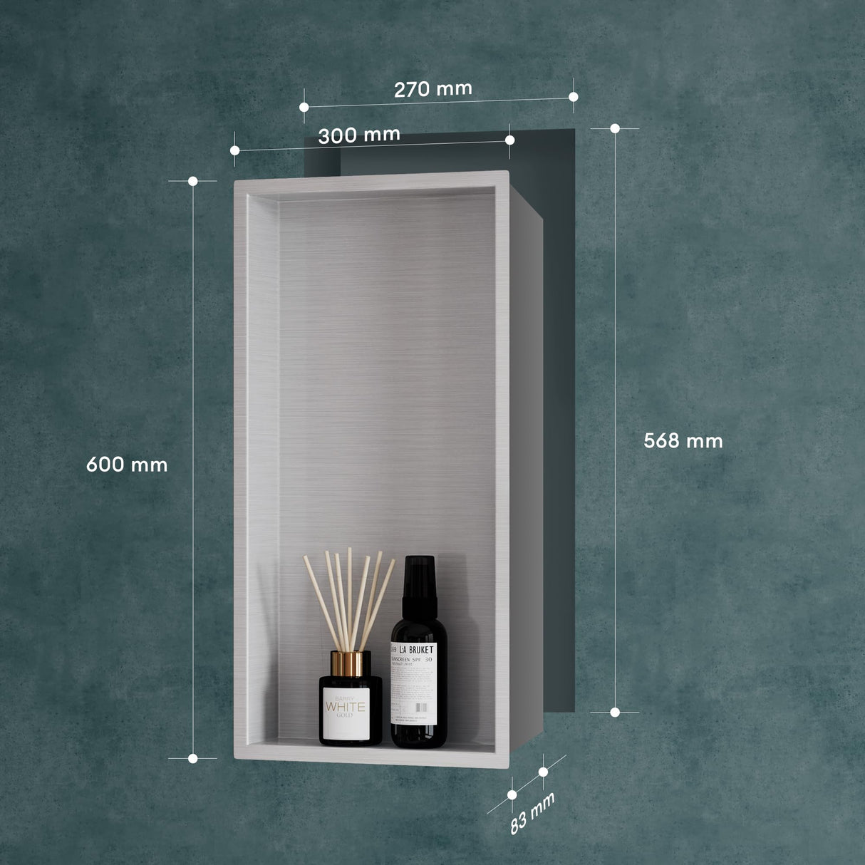 glasvilla Duschnische Bad  Wandnische befliesbar aus Edelstahl Duschregal einfache Montage