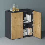 glasvilla Möbel Kommode Aufbewahrungsschrank mit 4 Türen Sideboard Schrank Mehrzweckschrank Schrank04