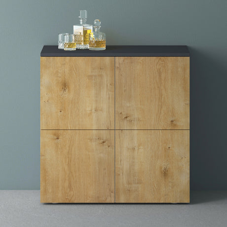 glasvilla Möbel Kommode Aufbewahrungsschrank mit 4 Türen Sideboard Schrank Mehrzweckschrank Schrank04
