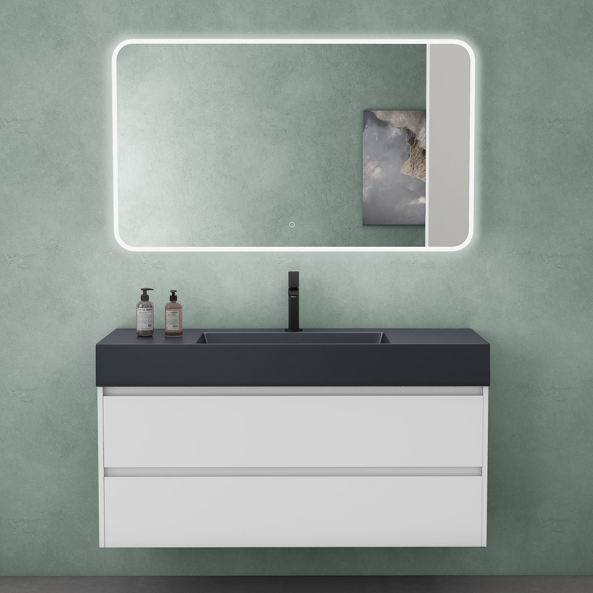 glasvilla Badmöbel Set Badezimmermöbel 120cm Waschbecken Waschtisch mit Unterschrank Deep