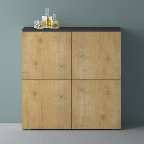 glasvilla Möbel Kommode Aufbewahrungsschrank mit 4 Türen Sideboard Schrank Mehrzweckschrank Schrank04