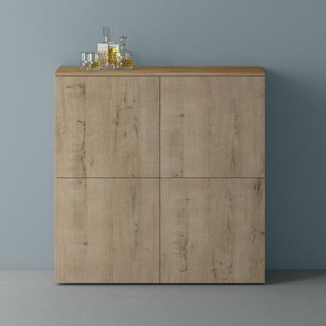 glasvilla Möbel Kommode Aufbewahrungsschrank mit 4 Türen Sideboard Schrank Mehrzweckschrank Schrank04