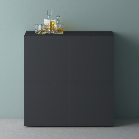glasvilla Möbel Kommode Aufbewahrungsschrank mit 4 Türen Sideboard Schrank Mehrzweckschrank Schrank04