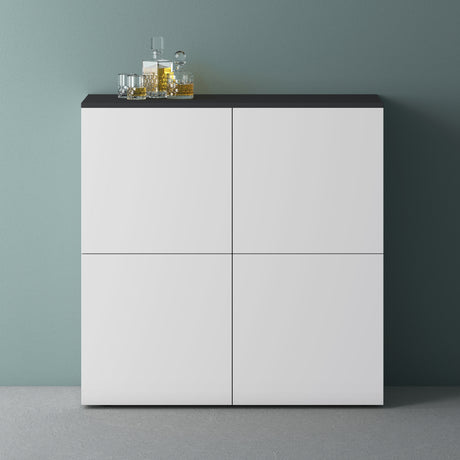 glasvilla Möbel Kommode Aufbewahrungsschrank mit 4 Türen Sideboard Schrank Mehrzweckschrank Schrank04