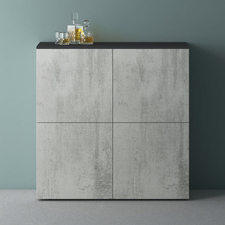 glasvilla Möbel Kommode Aufbewahrungsschrank mit 4 Türen Sideboard Schrank Mehrzweckschrank Schrank04