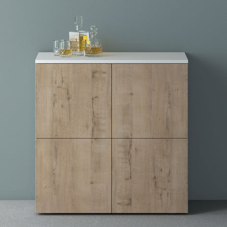 glasvilla Möbel Kommode Aufbewahrungsschrank mit 4 Türen Sideboard Schrank Mehrzweckschrank Schrank04