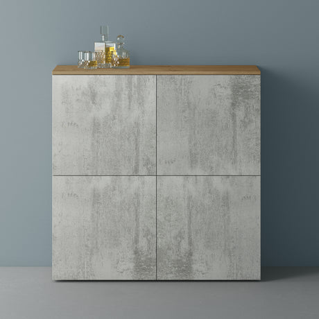 glasvilla Möbel Kommode Aufbewahrungsschrank mit 4 Türen Sideboard Schrank Mehrzweckschrank Schrank04