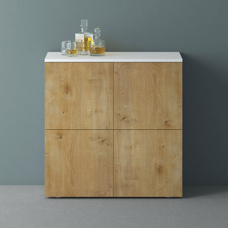 glasvilla Möbel Kommode Aufbewahrungsschrank mit 4 Türen Sideboard Schrank Mehrzweckschrank Schrank04