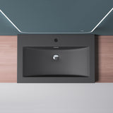 glasvilla Waschbecken Einbauwaschbecken Waschschale Waschtisch Mineralguss Rechteckig 1 Armaturenloch Überlauf-Funktion Col01