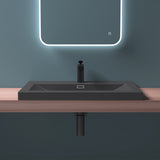 glasvilla Waschbecken Einbauwaschbecken Waschschale Waschtisch Mineralguss Rechteckig 1 Armaturenloch Überlauf-Funktion Col01