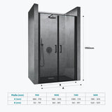 glasvilla Duschtür Nischentür dusche Duschabtrennung Chrom und Schwarz Duschkabine Schwingtür 180° Doppeltür 8mm ESG Nano-Beschichtung Klarglas mit Hebe- und Senkmechanismus Teramo66