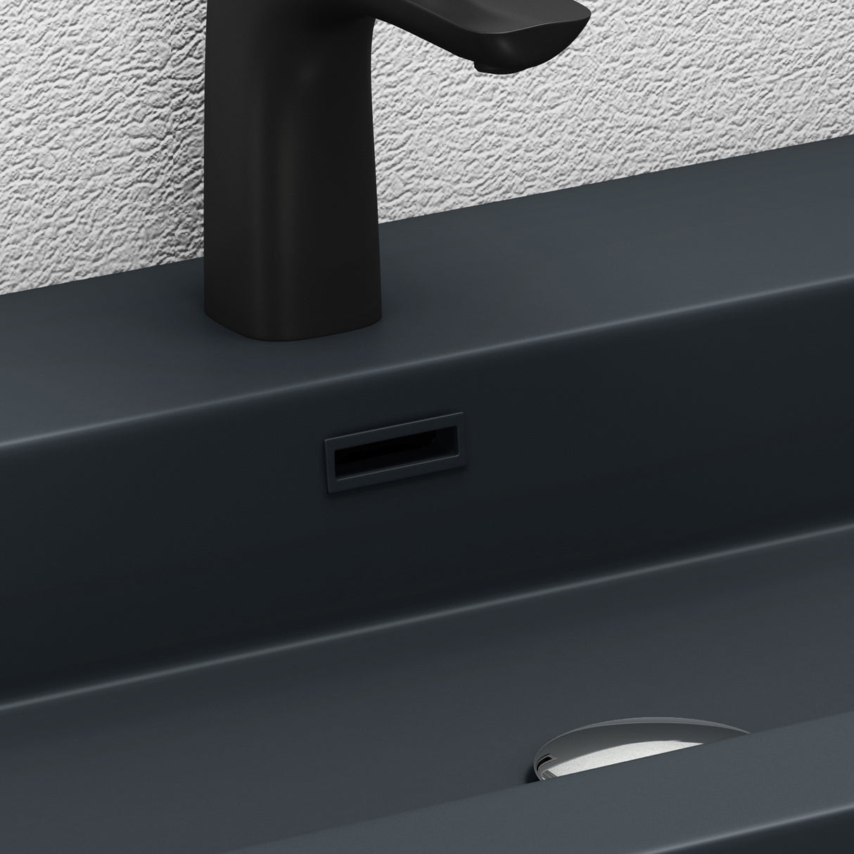 glasvilla Waschbecken Col18 Hängewaschtisch Aufsatzwaschbecken Mineralguss 1 Armaturenloch rechteckig