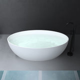 glasvilla Freistehende Badewanne Weiß matt Mineralguss Standbadewanne inkl. Nano-Versiegelung