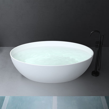 glasvilla Freistehende Badewanne Weiß matt Mineralguss Standbadewanne inkl. Nano-Versiegelung