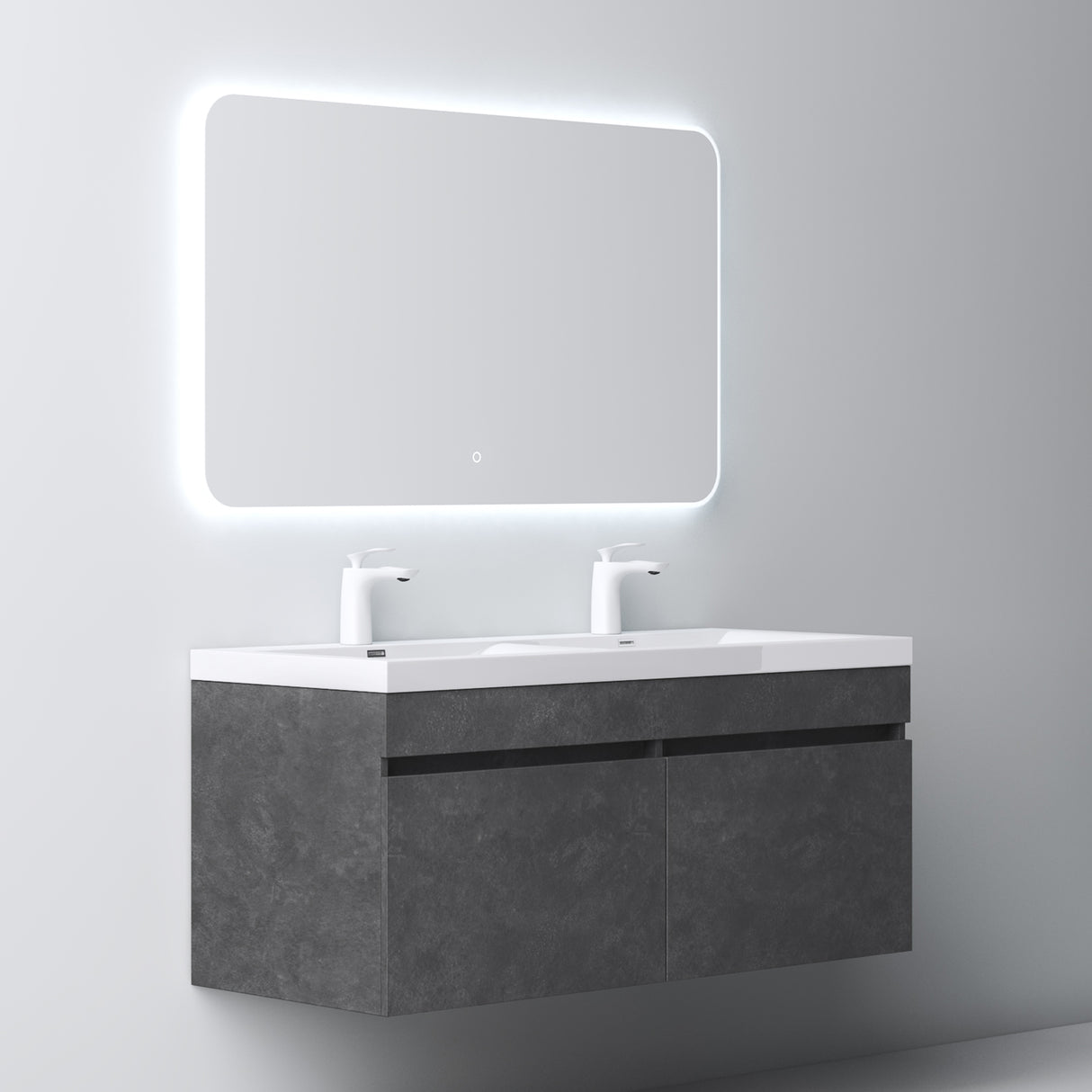 glasvilla Badmöbel Set Badezimmermöbel mit Mineralguss Waschbecken Waschtisch Botanica