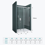 glasvilla Duschtür Nischentür dusche Duschabtrennung Chrom und Schwarz Duschkabine Nischenschiebetür 6mm ESG-Sicherheitsglas inkl. Soft-Close Teramo12K