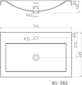 glasvilla Waschbecken Einbauwaschbecken Waschschale Waschtisch Mineralguss Rechteckig 1 Armaturenloch Überlauf-Funktion Col01