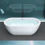 glasvilla Freistehende Badewanne Acryl Oval Acryl-Standbadewanne inkl. Pop Up Ablaufgarnitur Weiß