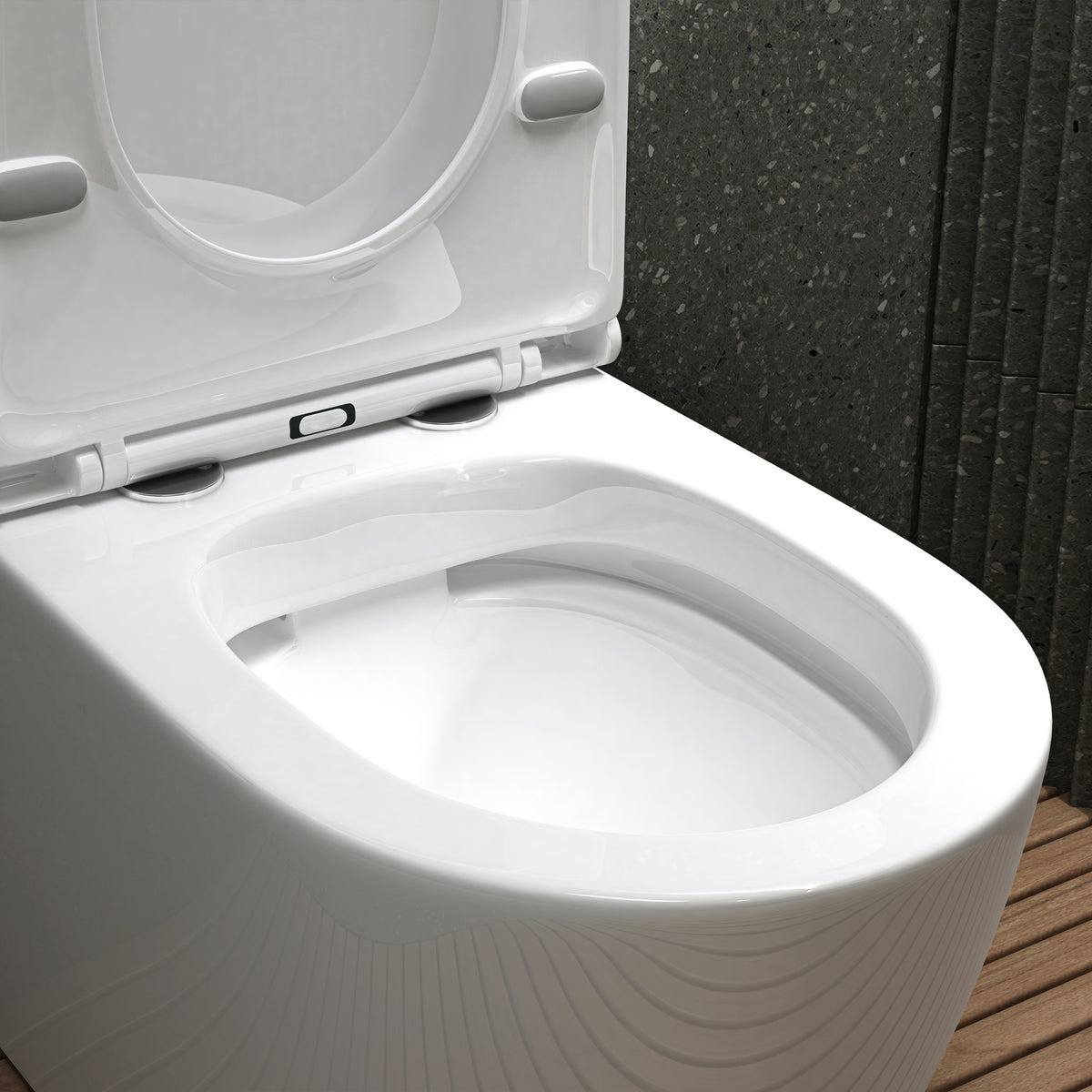 glasvilla Stand WC mit Spülkasten spülrandloses-WC bodenstehende-Toilette aus Keramik, weiß/matt schwarz  36x63x82cm, mit Absenkautomatik, inkl. Spülkasten, Stand179T