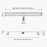 glasvilla Duschrinne Bodenablauf aus Edelstahl | Komplettset Ablaufrinne für Badezimmer | Befliesbar Wasserabfluss 35L/min | Haarsieb KE110