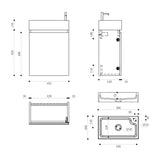glasvilla Badmöbelset Badezimmermöbel bestehend aus Waschbecken Weiß und Waschbeckenunterschrank BTH: 46x26x63cm Pisa02