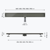 glasvilla Duschrinne Bodenablauf aus Edelstahl | Komplettset Ablaufrinne für Badezimmer | Befliesbar Wasserabfluss 35L/min | Haarsieb KE110
