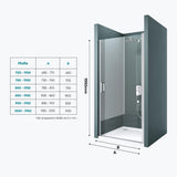 glasvilla Duschtür Nischentür Dusche Duschabtrennung Duschkabine Schwingtür 180° ESG-Sicherheitsglas mit Hebe- und Senkmechanismus Klarglas und Satiniert Streifen Teramo24K+MS D Neu