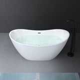 glasvilla freistehende Acryl-Badewanne Oval Standbadewanne Weiß inkl. Push-Open Ablaufgarnitur
