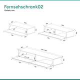 glasvilla Fernsehtisch Fernsehschrank TV Schrank Verdeckter Griff mit Soft-Close Lowboard Hängeschrank für Wohnzimmer Fernsehschrank02