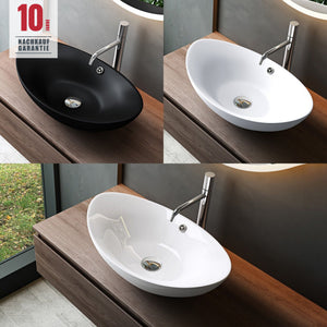 Lavabo de Encimera Ovalado Glasvilla Br818 Cerámica con Recubrimiento Nano
