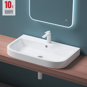 Lavabo Glasvilla Brüssel5021 – Cerámica blanca con Nano-recubrimiento, 81 cm
